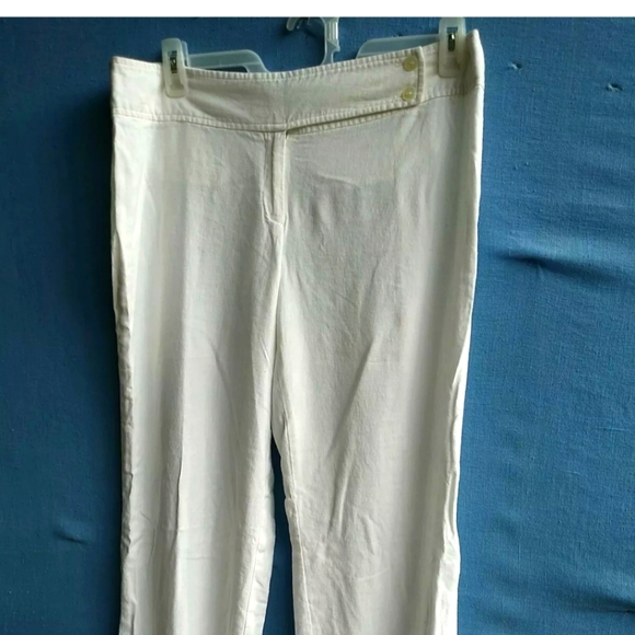 Cato Women's Size 14p Petite White Linen Pants - Picture 1 of 6